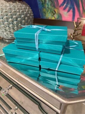 Turquoise Gift Box Set with Ribbon - Home Accents set of 6